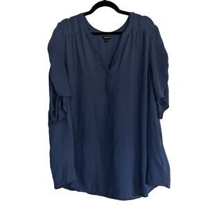Torrid Harper Georgette Pullover Flutter Sleeve Blouse Navy Blue Size 5